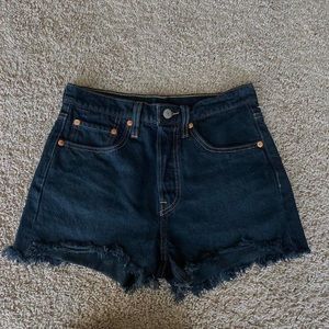 Vintage dark denim Levis High Waist Cut Off Denim Shorts